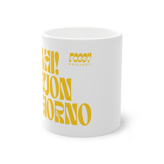 Foggy Project's "Ahi! Buongiorno" Ceramic Mug White