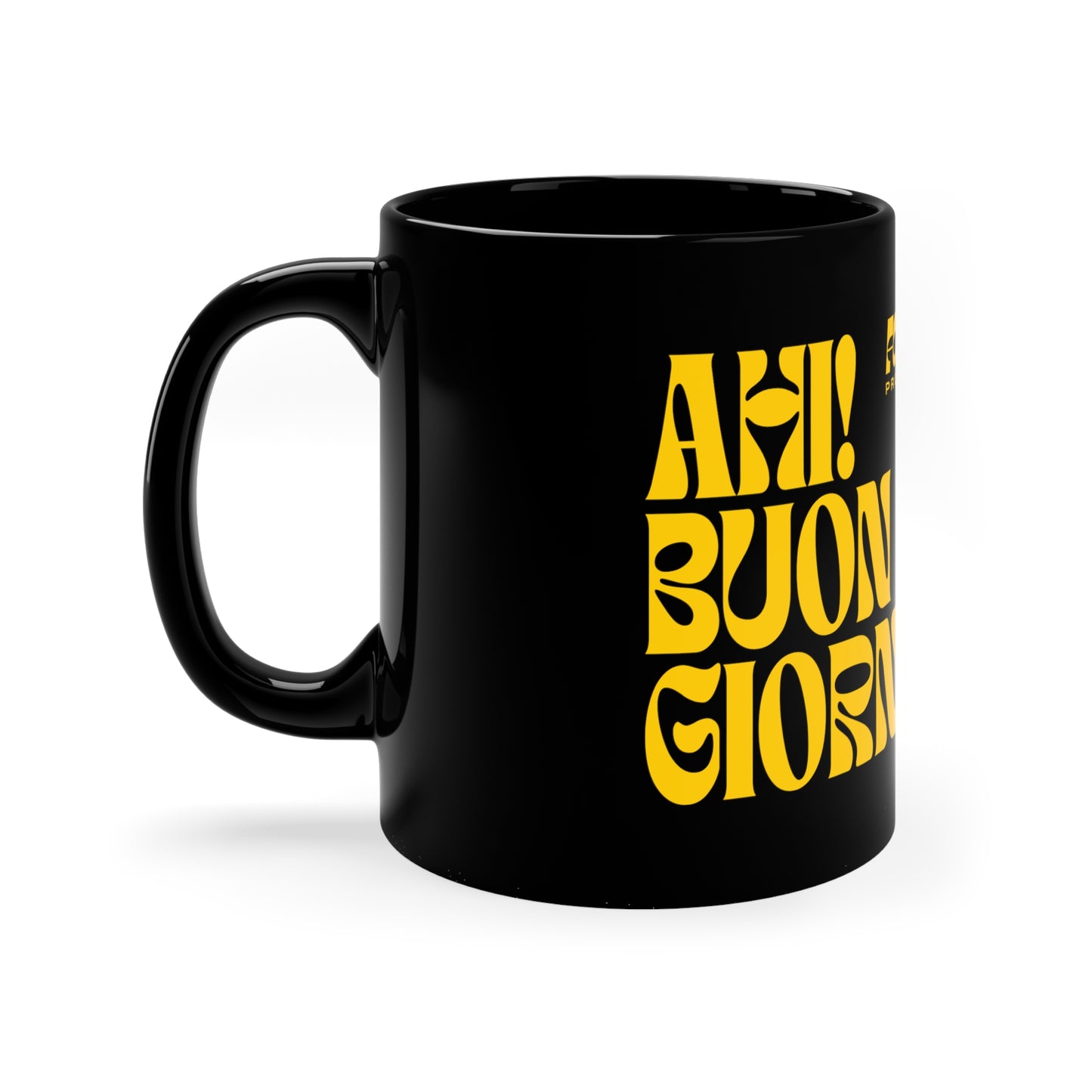 Foggy Project's "Ahi! Buongiorno" Black 11oz Black Mug